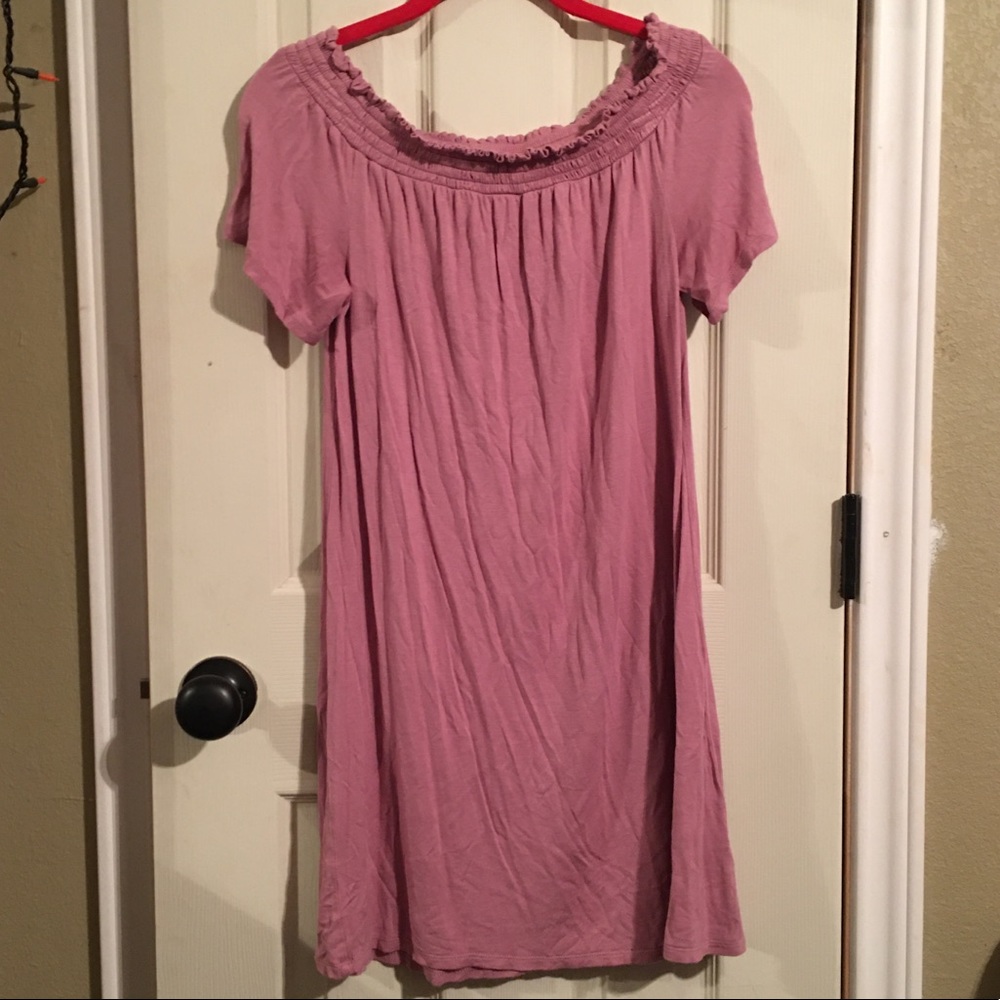 Love, fire Mauve off the shoulder dress